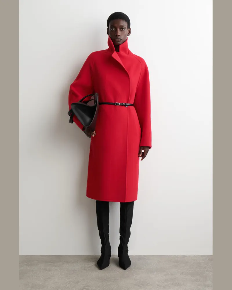 COS Zweireihiger Oversized-Wollmantel Rot