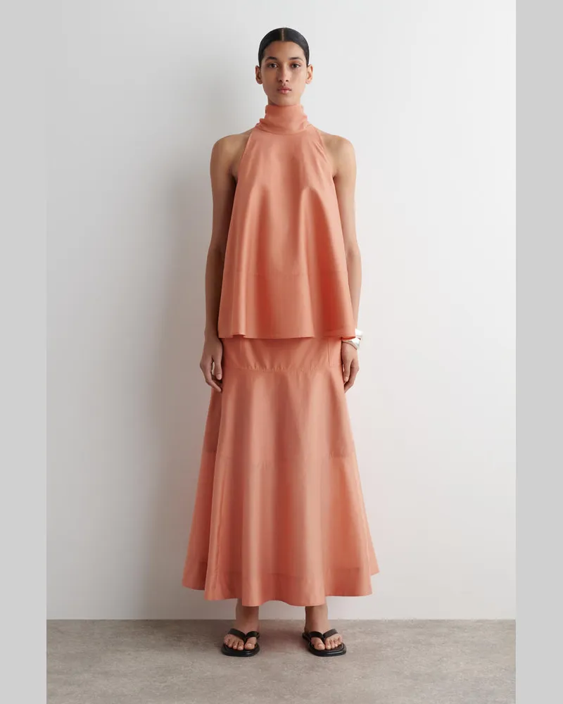 COS Midirock In A-Linie Mit Einsätzen Orange