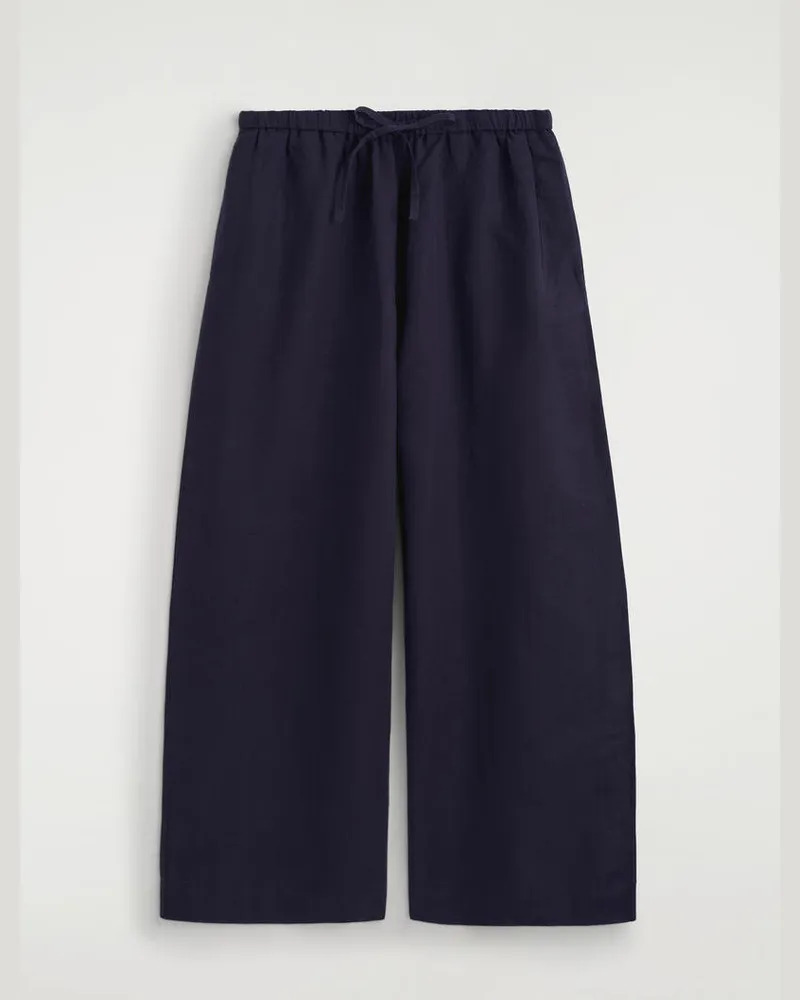 COS Hose Aus Leinen Mit Weitem Bein Und Kordelzugbund Blau