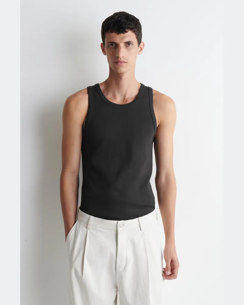 COS Schmales Geripptes Tanktop Aus Baumwolle Braun