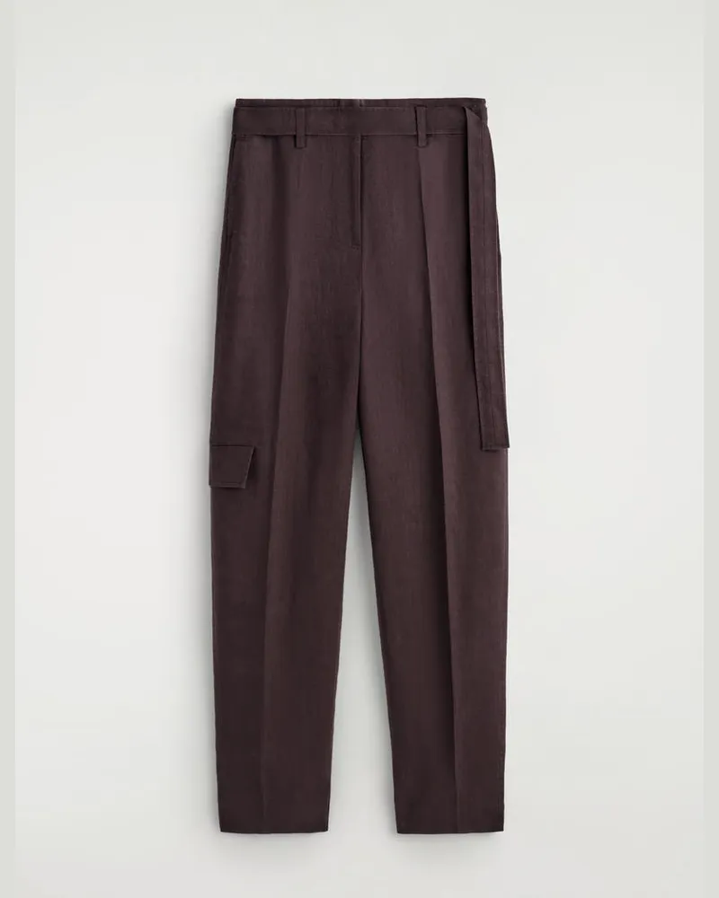 COS Leinenhose Mit Barrel-Bein Und Gürtel Rot