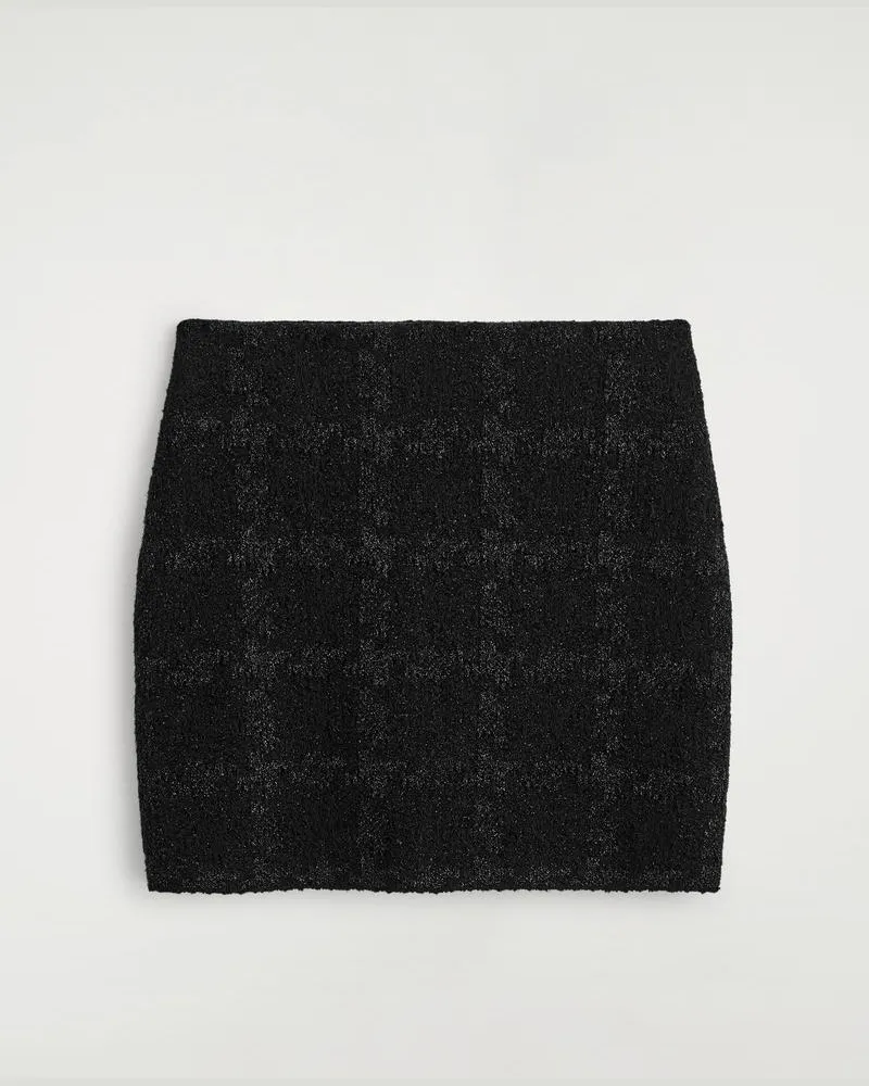 COS Glitzernder Minirock Aus Bouclé-Strick Schwarz