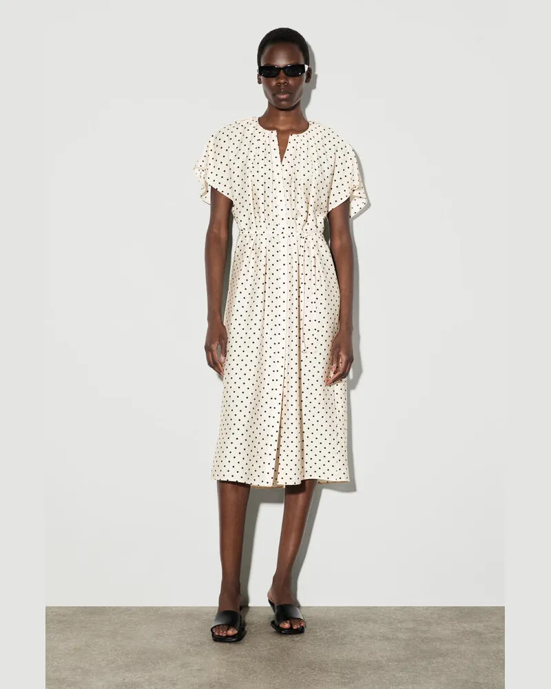 COS Plissiertes Midikleid Mit Gürtel Weiß