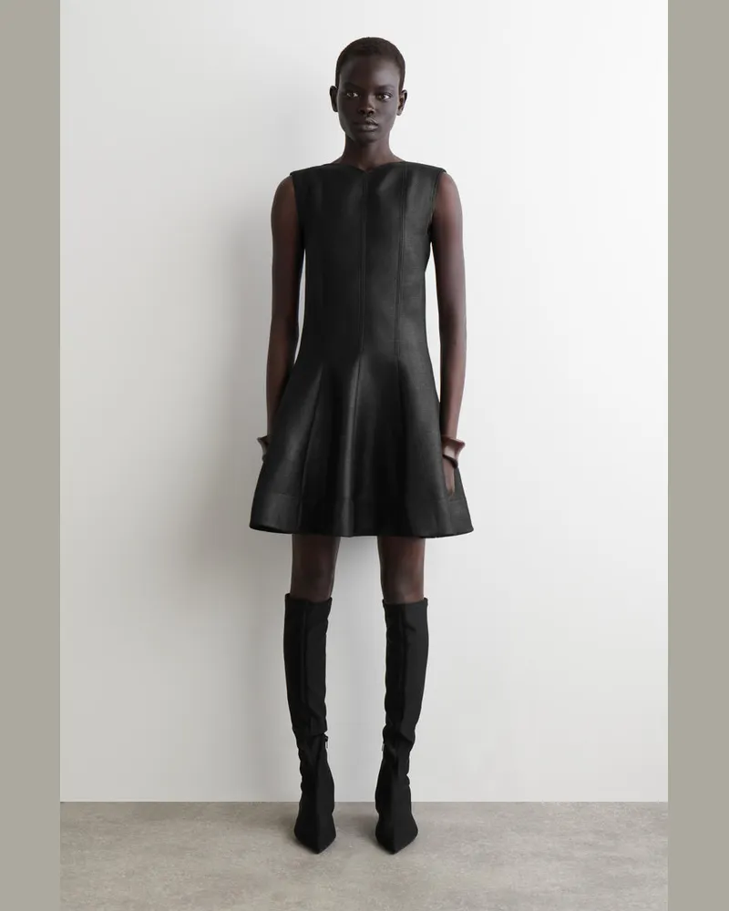 COS Minikleid Aus Woll-Mix In Metallic-Optik Schwarz