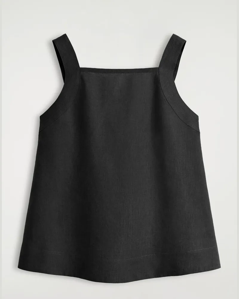 COS Top Aus Leinen Mit Bindedetail Hinten Schwarz