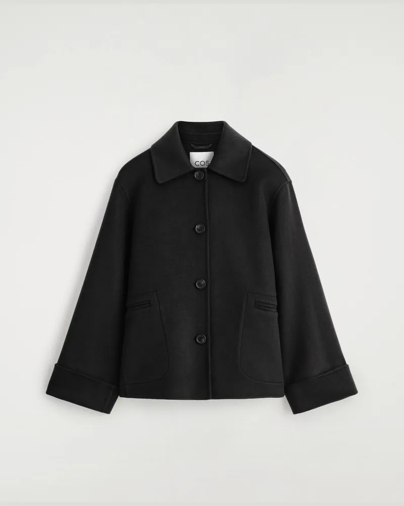 COS Wolljacke Aus Doubleface-Material Schwarz