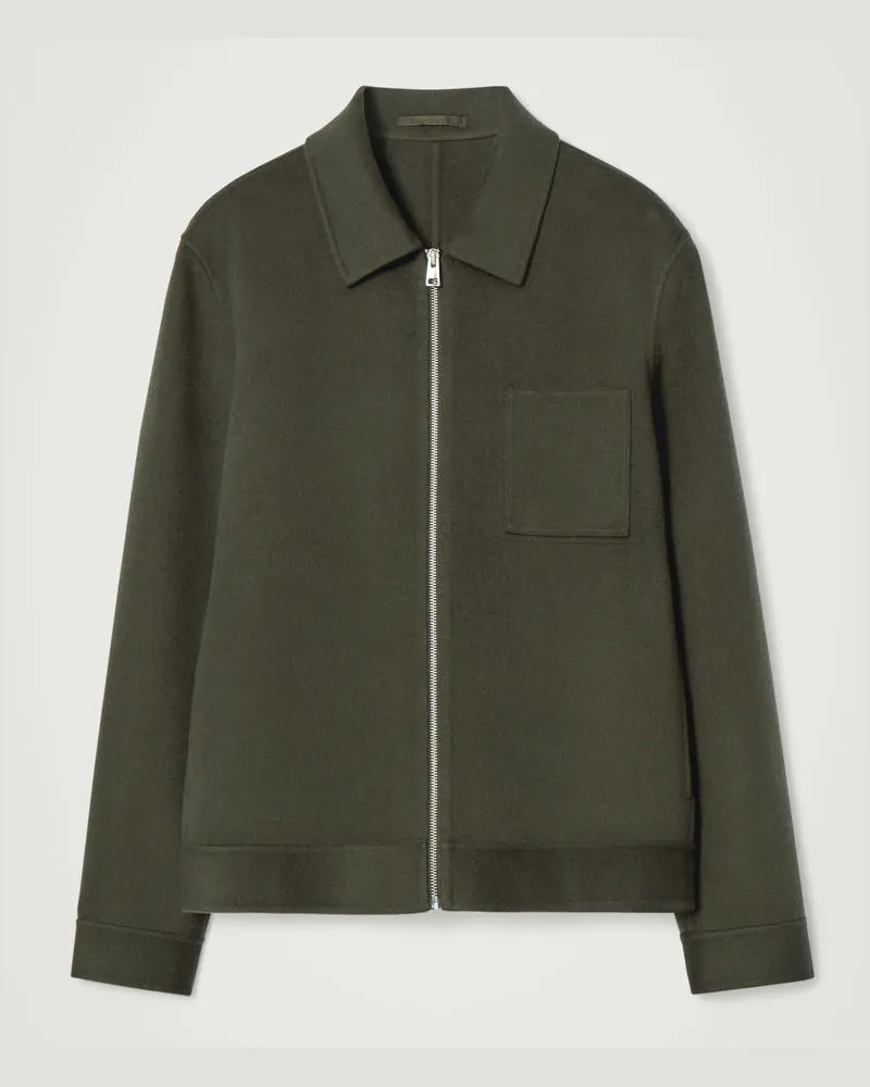 COS Harrington-Wolljacke Aus Doubleface-Material Grün
