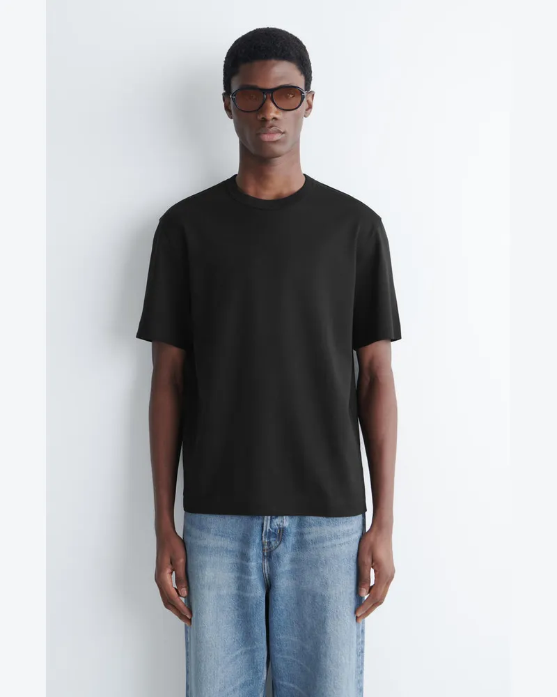 COS T-Shirt Aus Baumwolle Mit Rundhalsausschnitt Schwarz