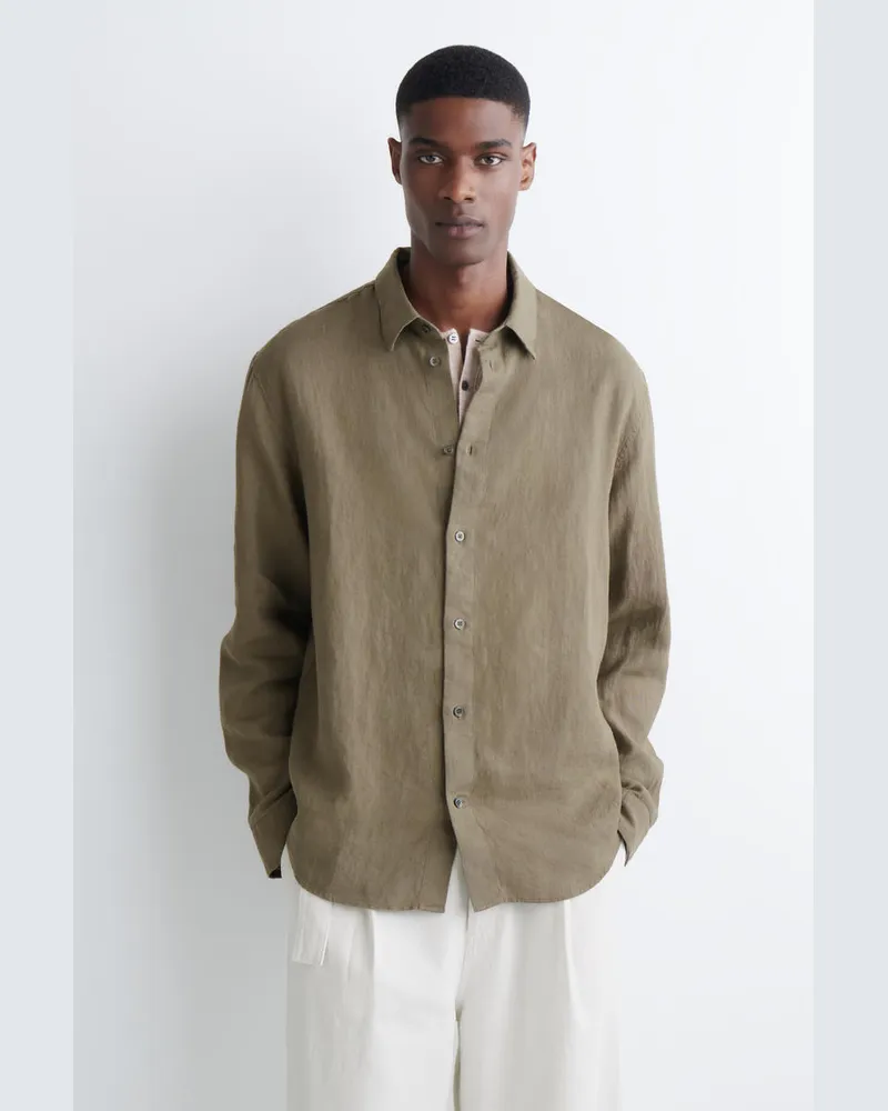 COS Lockeres Leinenhemd Grün