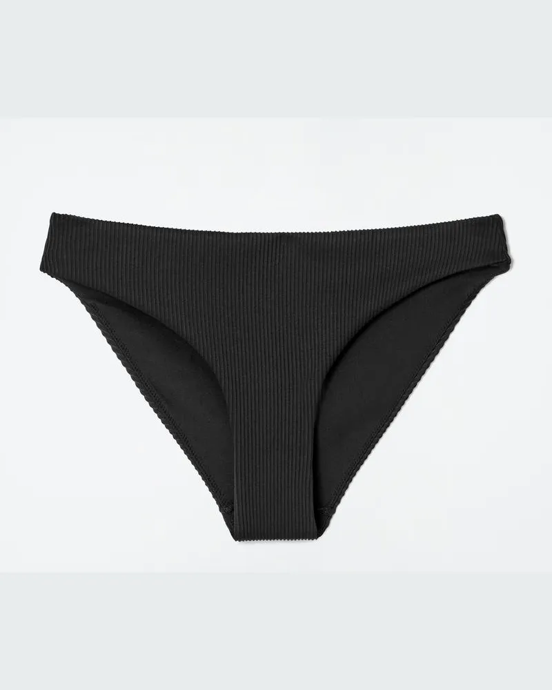 COS Gerippte Klassische Bikinihose Schwarz