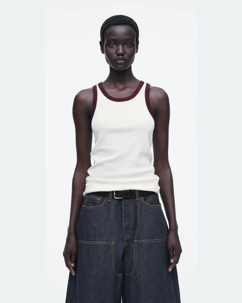 COS Geripptes Tanktop Weiß