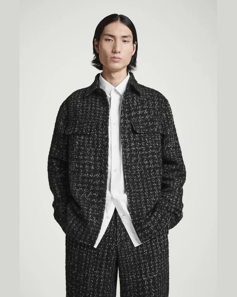 COS Bouclé-Hemdjacke Mit Hahnentrittmuster Schwarz