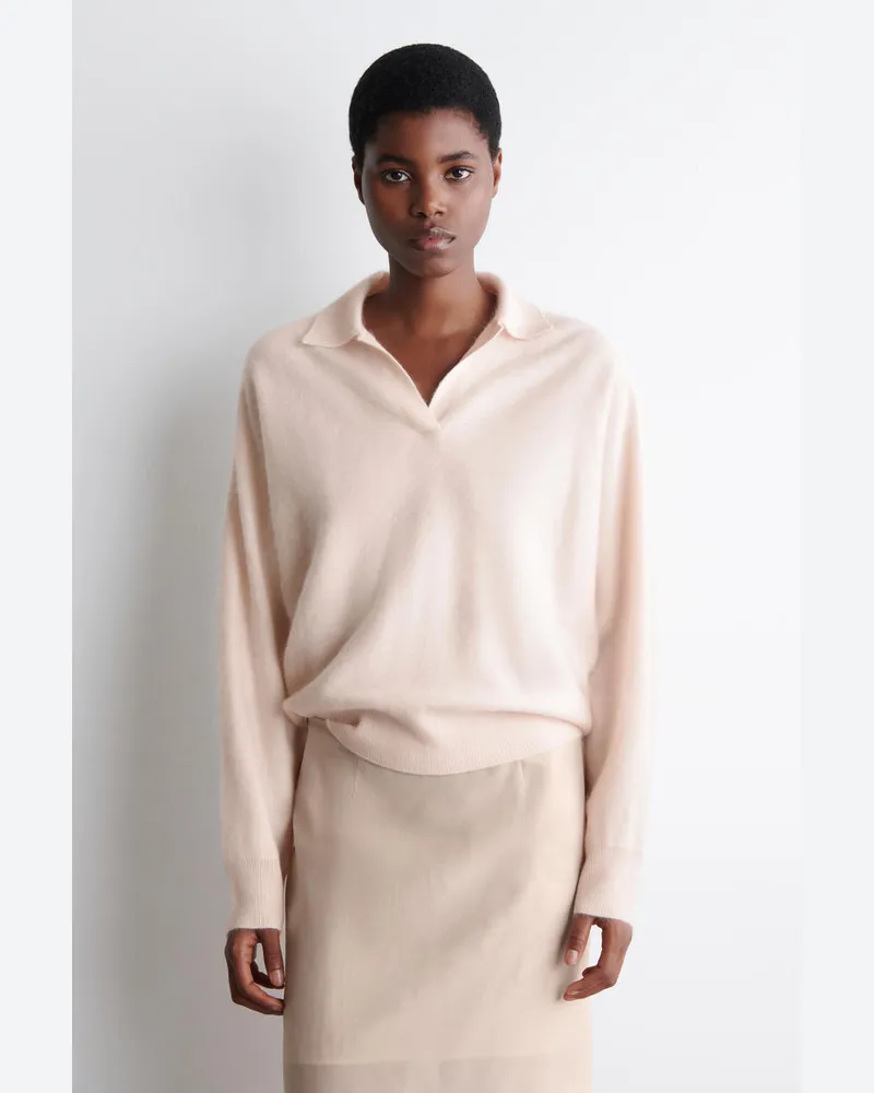 COS Polopullover Aus Gebürstetem Kaschmir Rosa