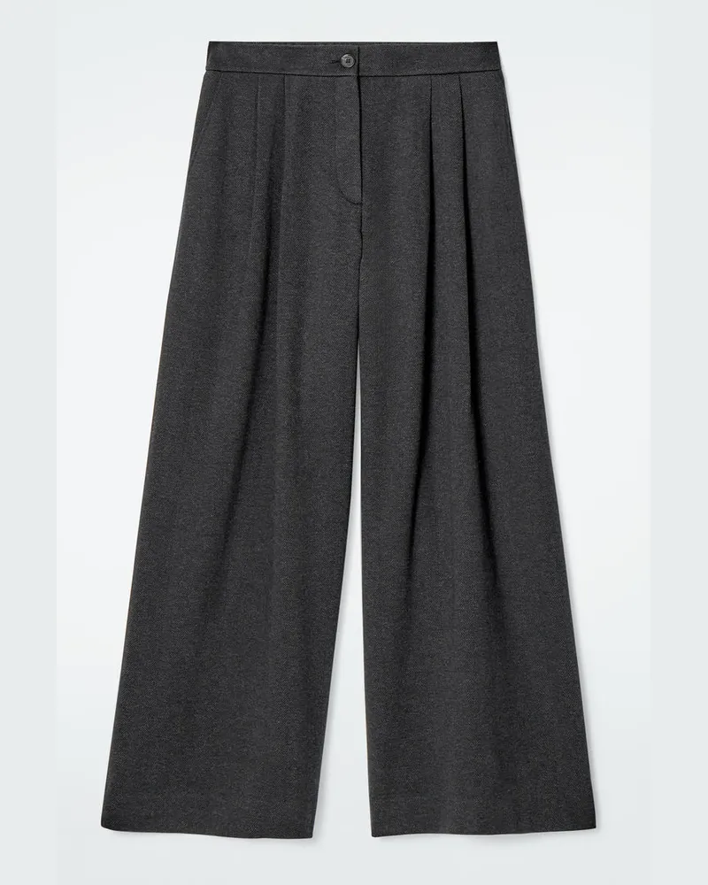 COS Hose Mit Fischgrätenmuster, Weitem Bein Und Falten Grau