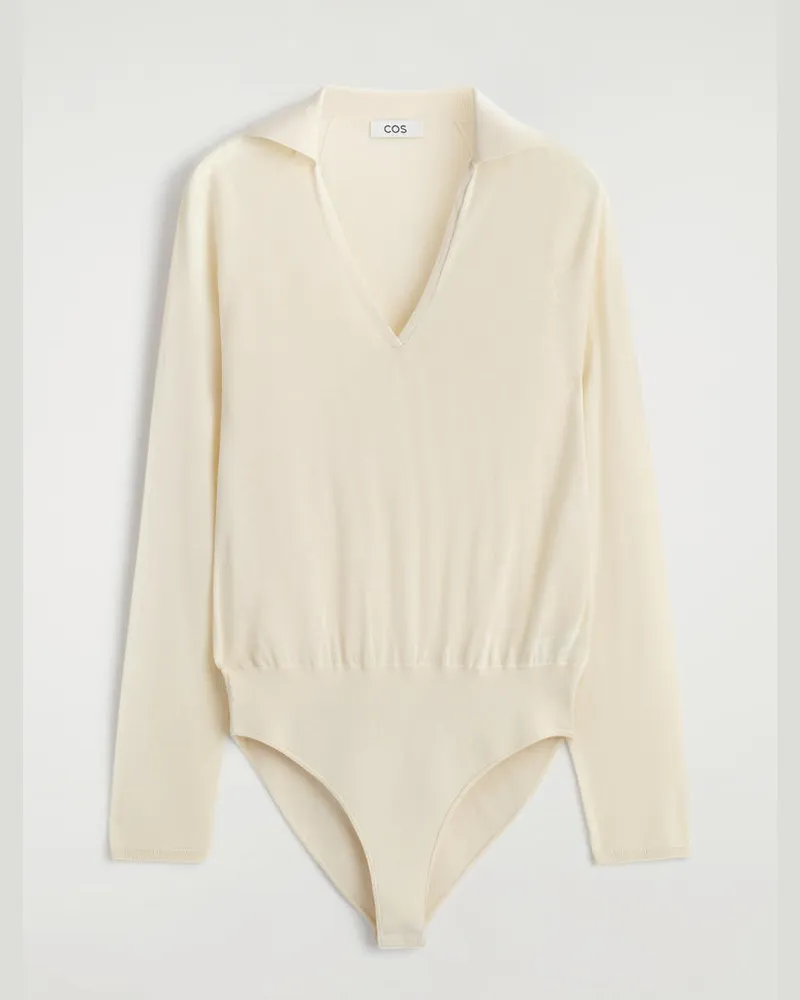COS Transparenter Seiden-Kaschmir-Strickbody Weiß