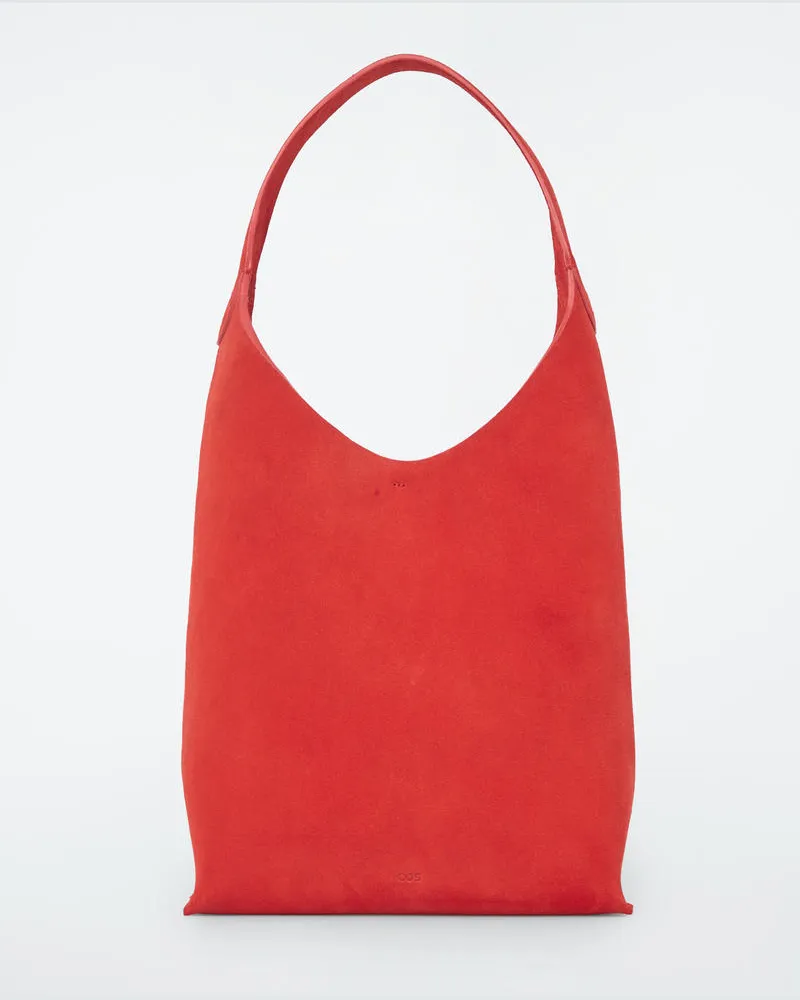 COS Kleine Serif Tote Bag - Veloursleder Rot