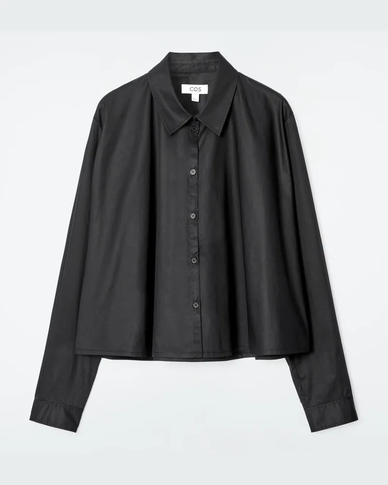 COS Lockeres Ausgestelltes Baumwollhemd Schwarz