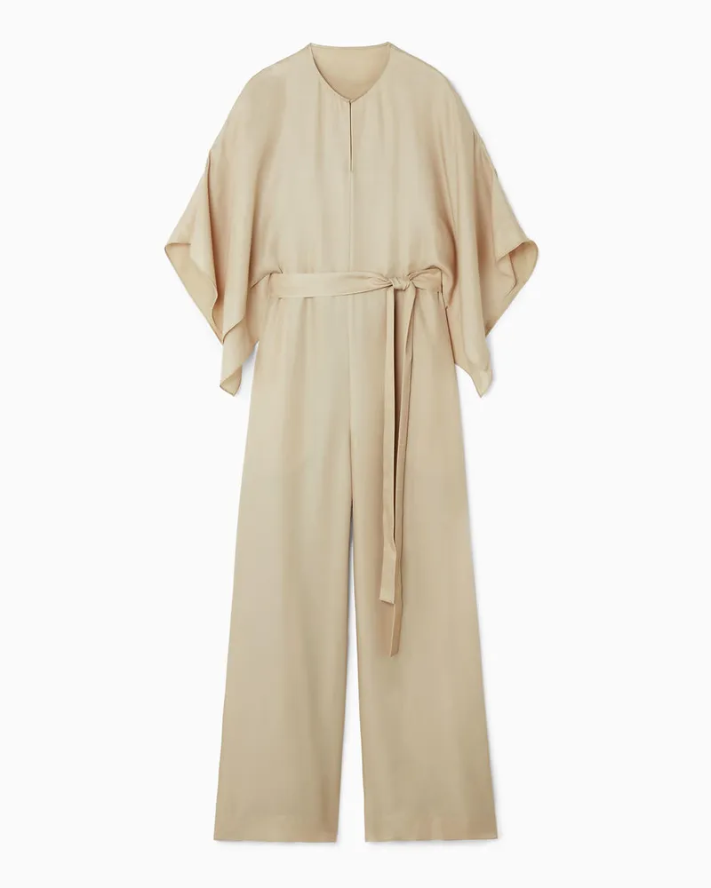 Cos Jumpsuit Aus Twill Mit Cape-Ärmeln Beige