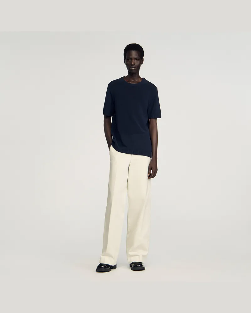 Sandro T-Shirt aus Feinstrick Marine