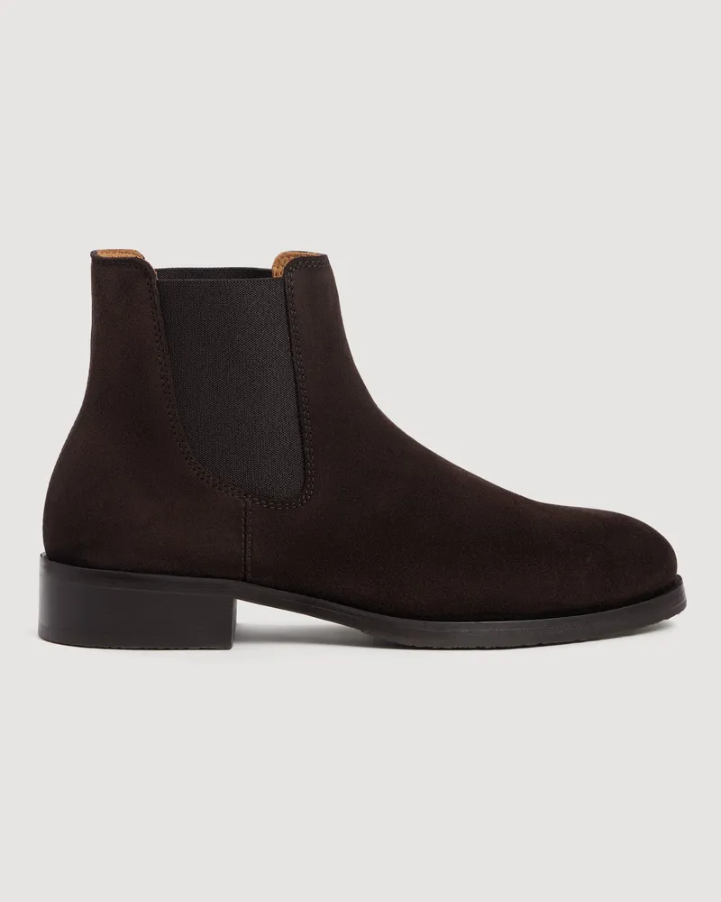 Sandro Chelsea Boots aus Spaltleder Schokolade