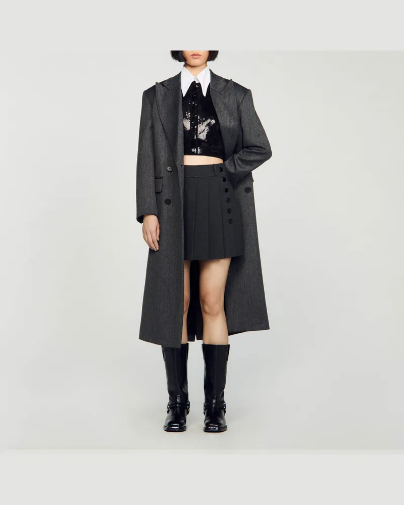 Sandro Karierter Mini-Rock Grau