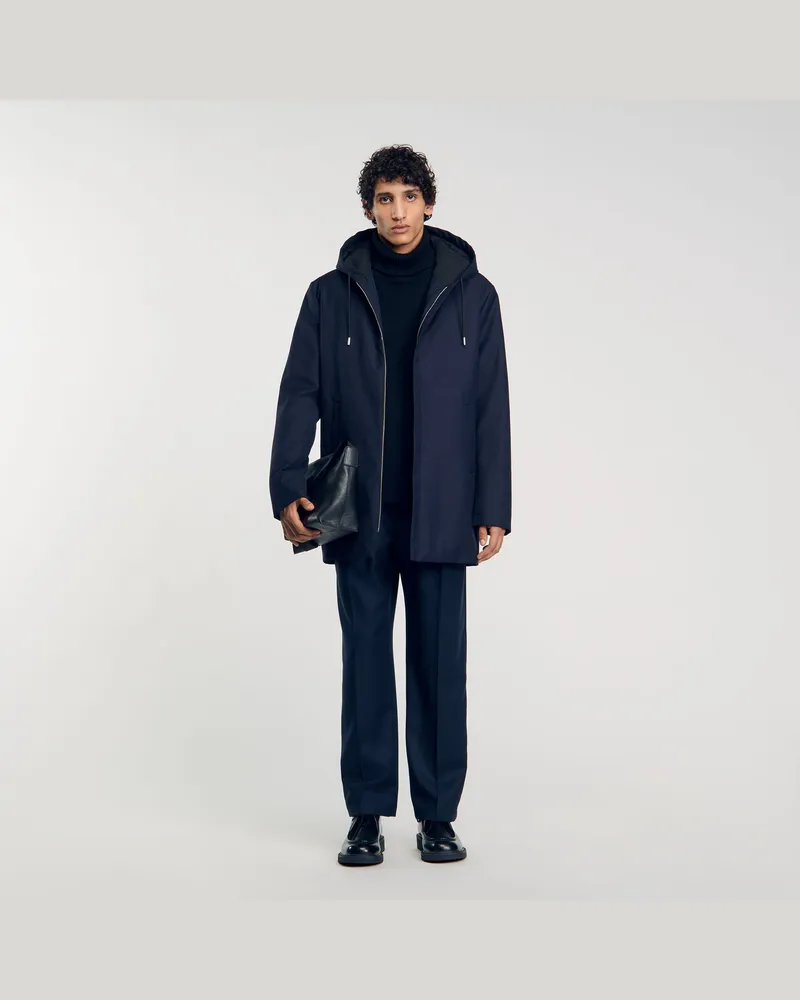 Sandro Wattierter Parka mit Kapuze Marine