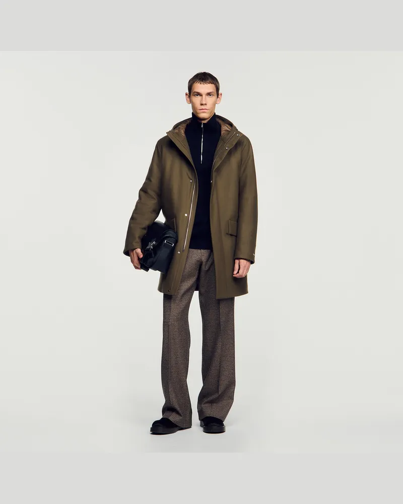 Sandro Parka aus Wolle und Kaschmir Taupe