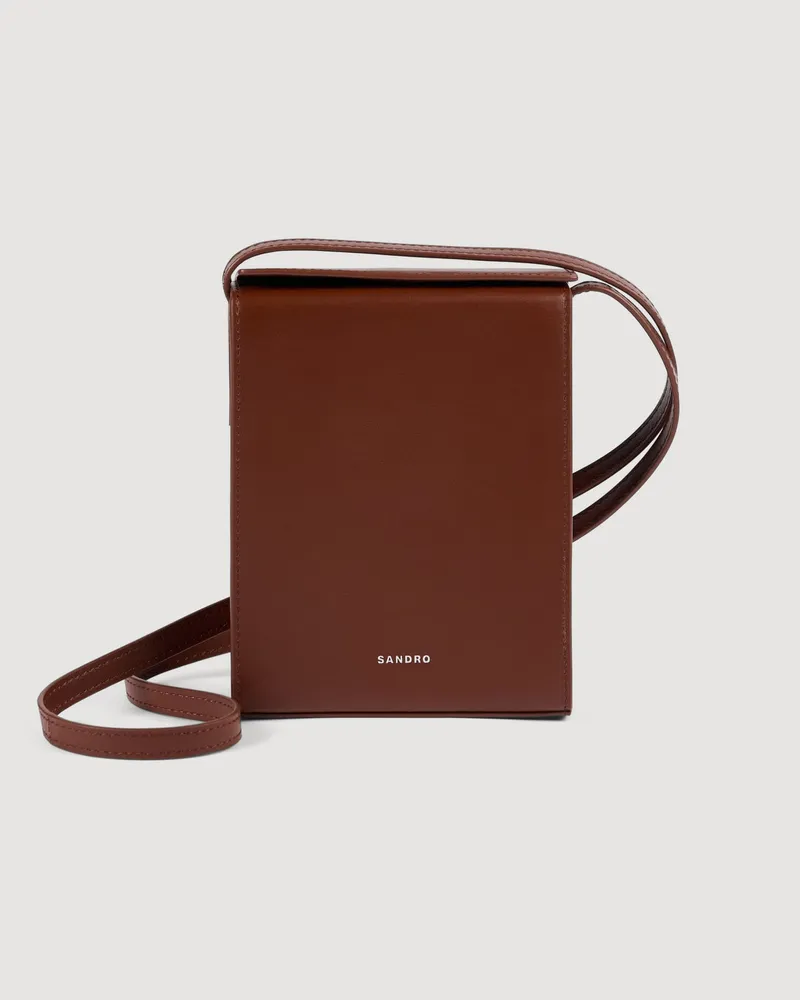 Sandro Leder-Handytasche mit Logo Schokolade