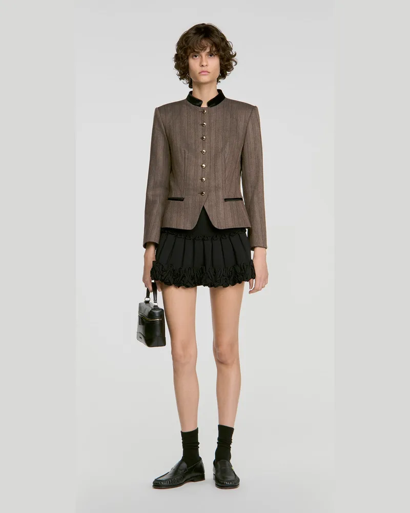 Sandro Gestreifter Blazer aus Wolle Taupe