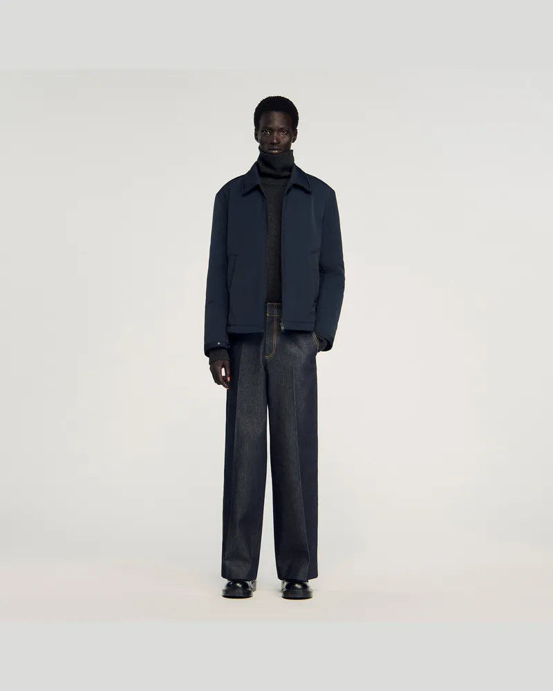 Sandro Wattierte Jacke mit Reißverschluss Marine