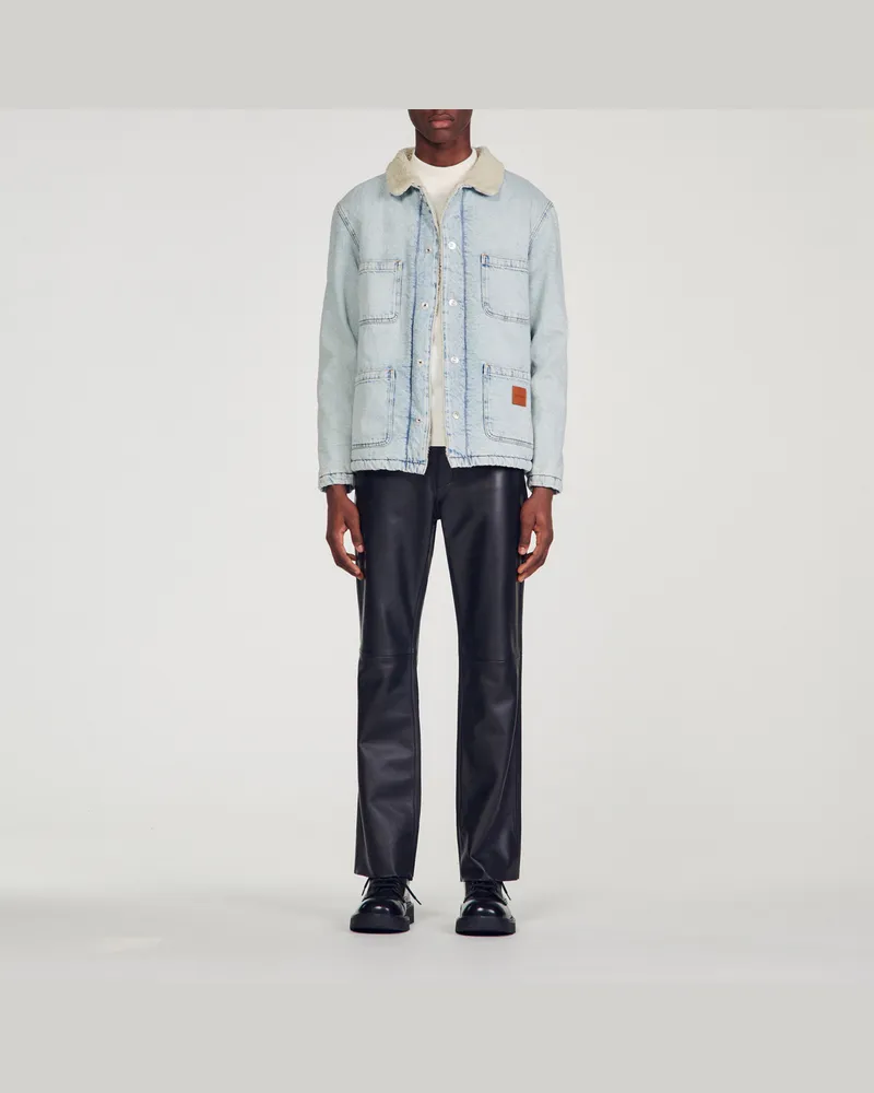 Sandro Worker-Jacke aus Denim Blue-vintage-denim