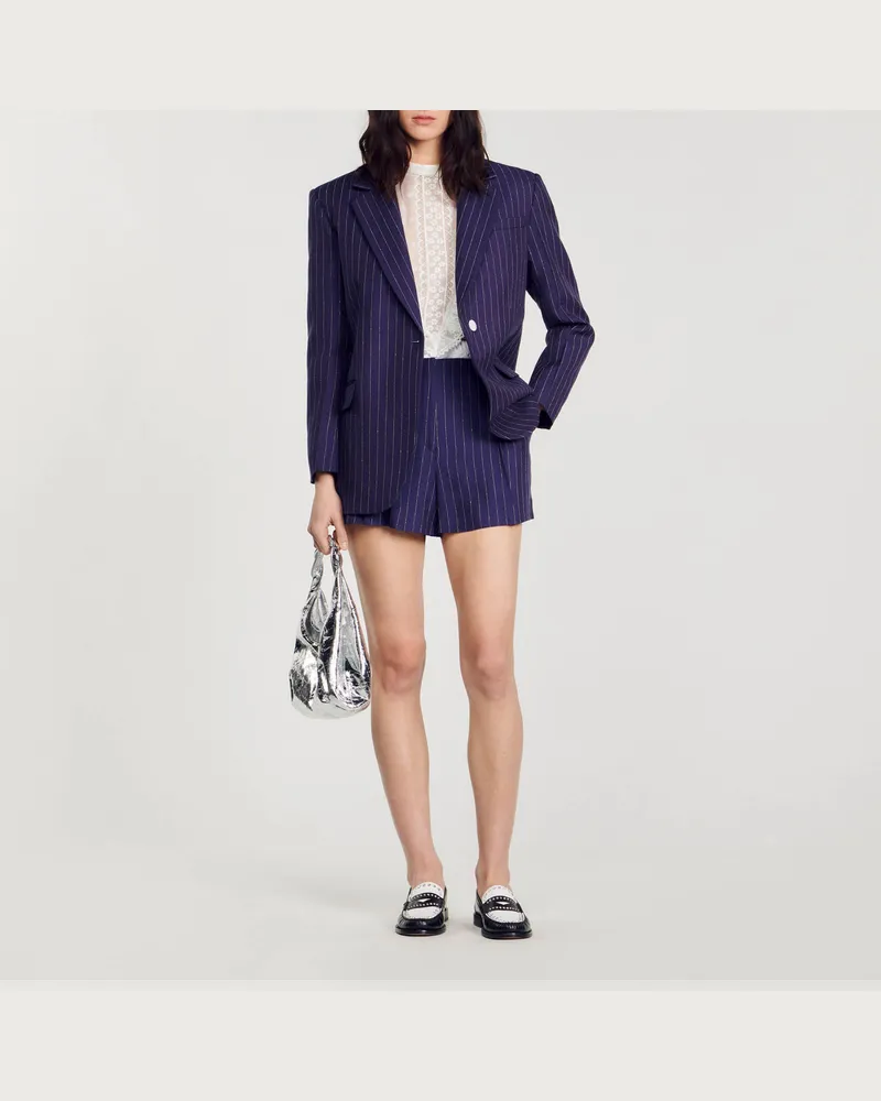 Sandro Gestreifter Blazer Marineblau