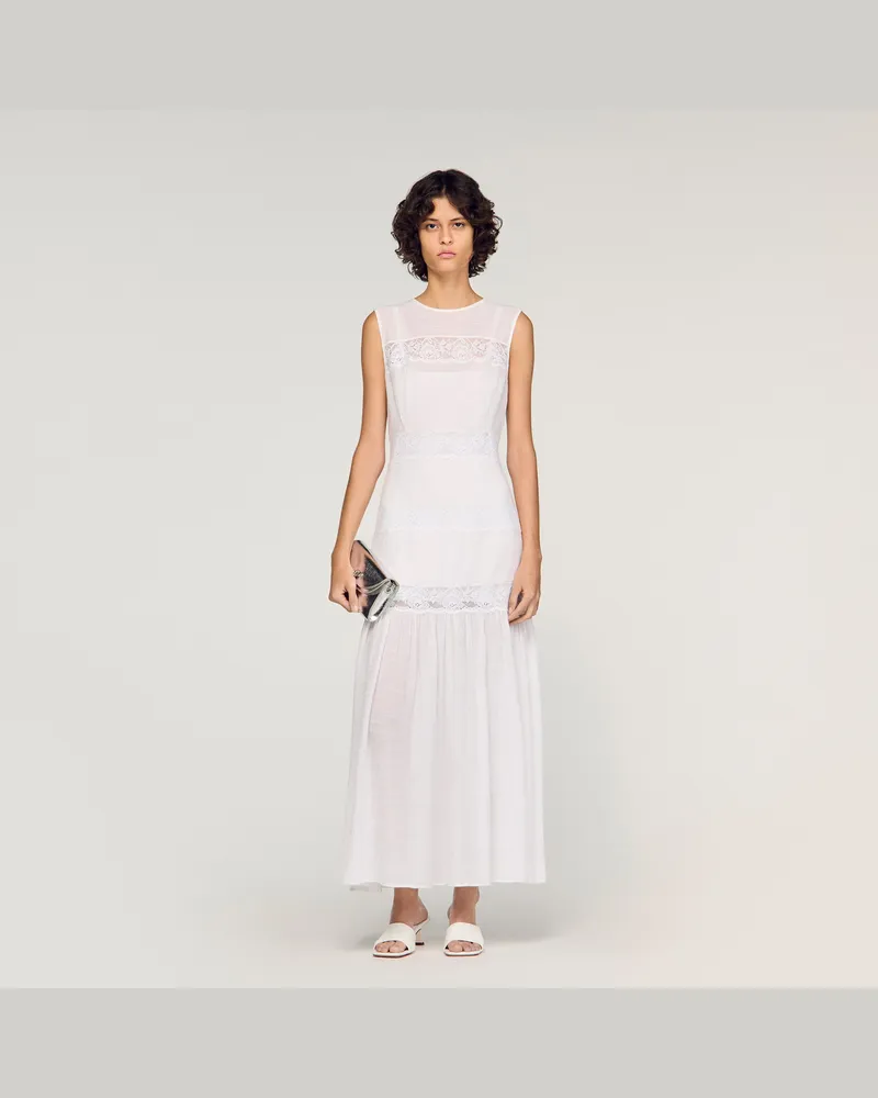 Sandro Langes Kreppkleid Weiß
