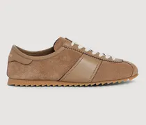 Niedrige Leder-/Wildleder-Sneakers