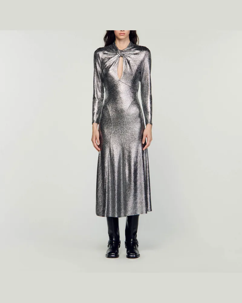 Sandro Langes Metallic-Kleid Silber