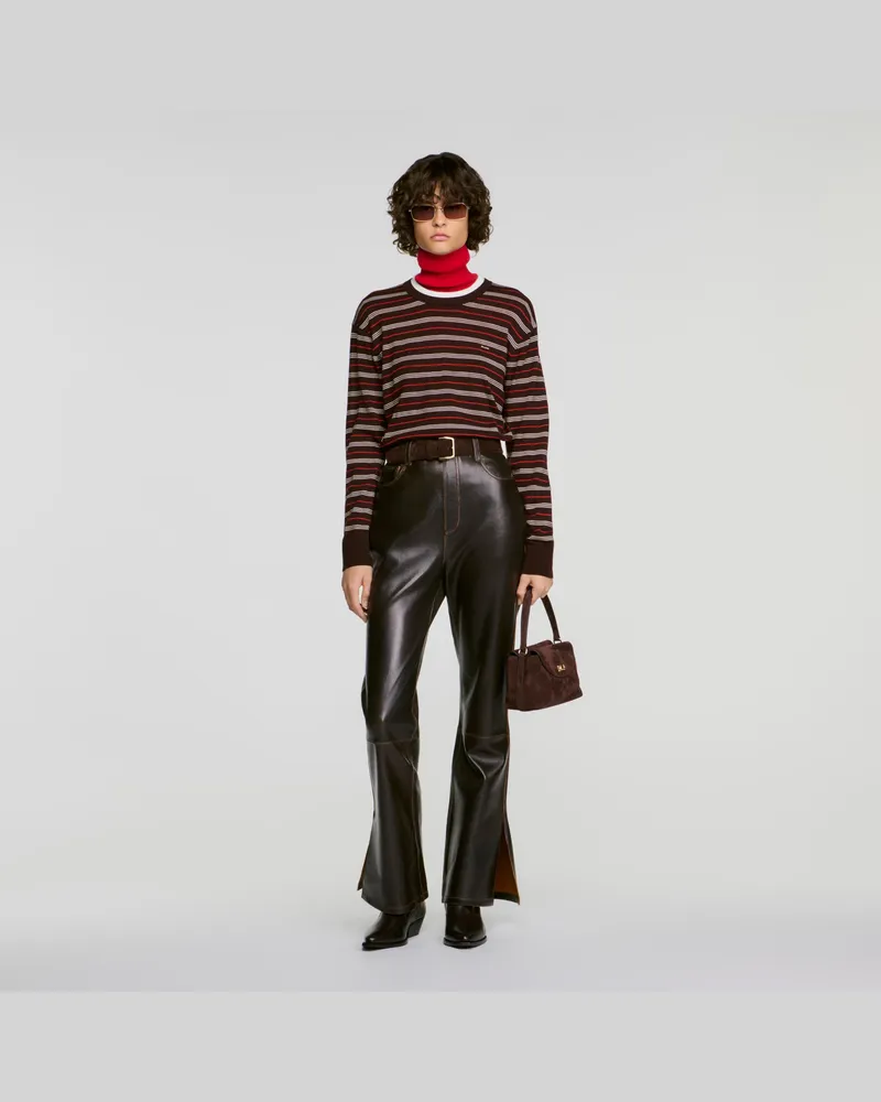 Sandro Hose aus Leder im Used-Look Braun