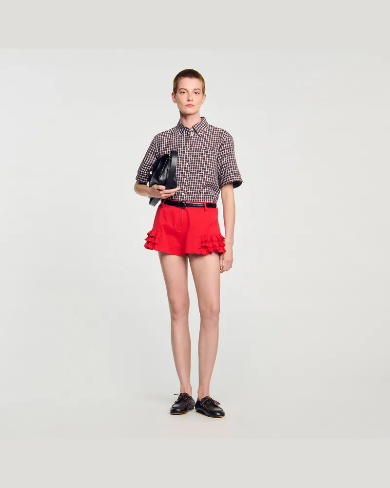 Sandro Shorts mit Volants Rot