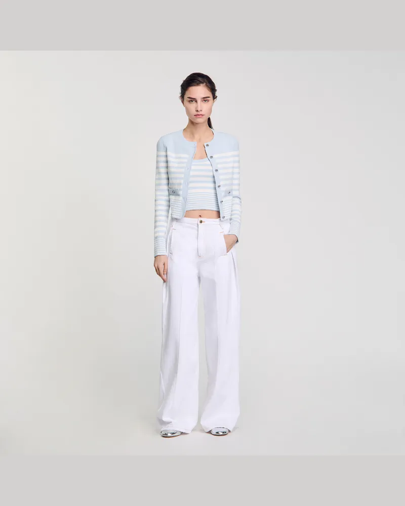 Sandro Cardigan mit Streifen Himmel-blau