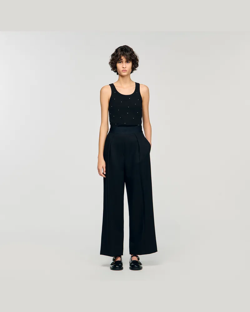 Sandro Tanktop mit Strass Black