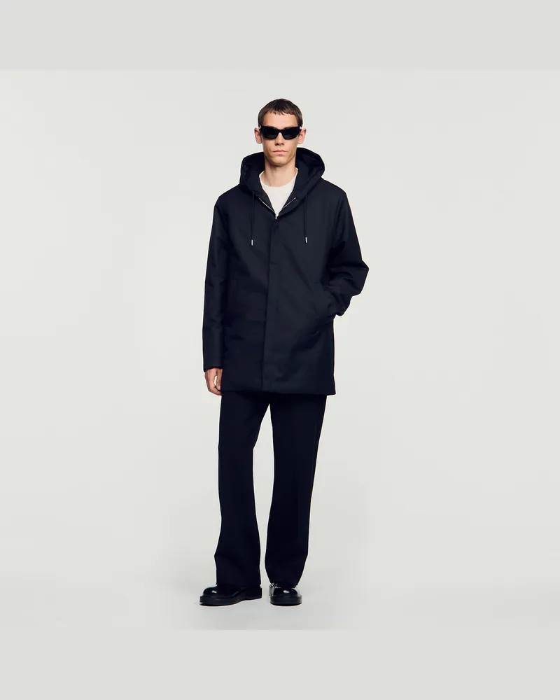 Sandro Wattierter Parka mit Kapuze Schwarz