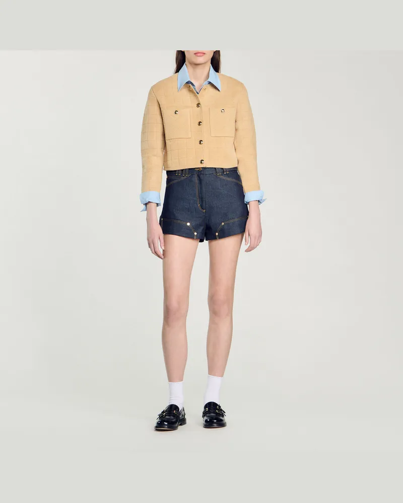 Sandro Kurze Strickjacke Kamel