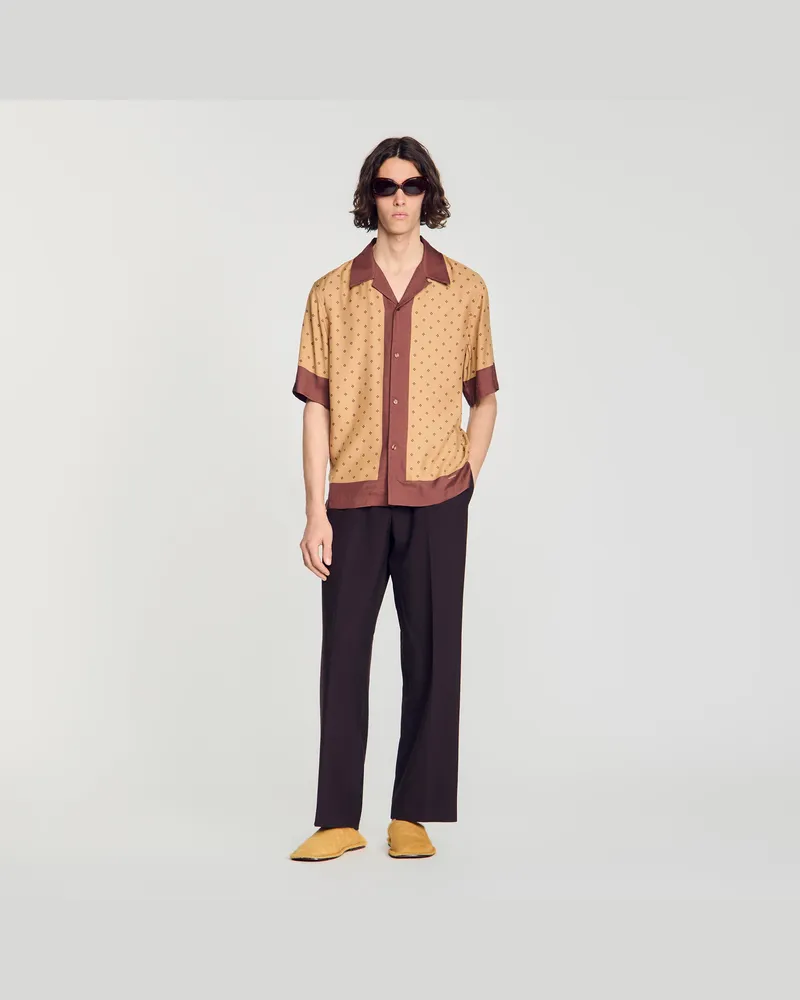 Sandro Hemd mit Micro-Cross-Muster Kamel