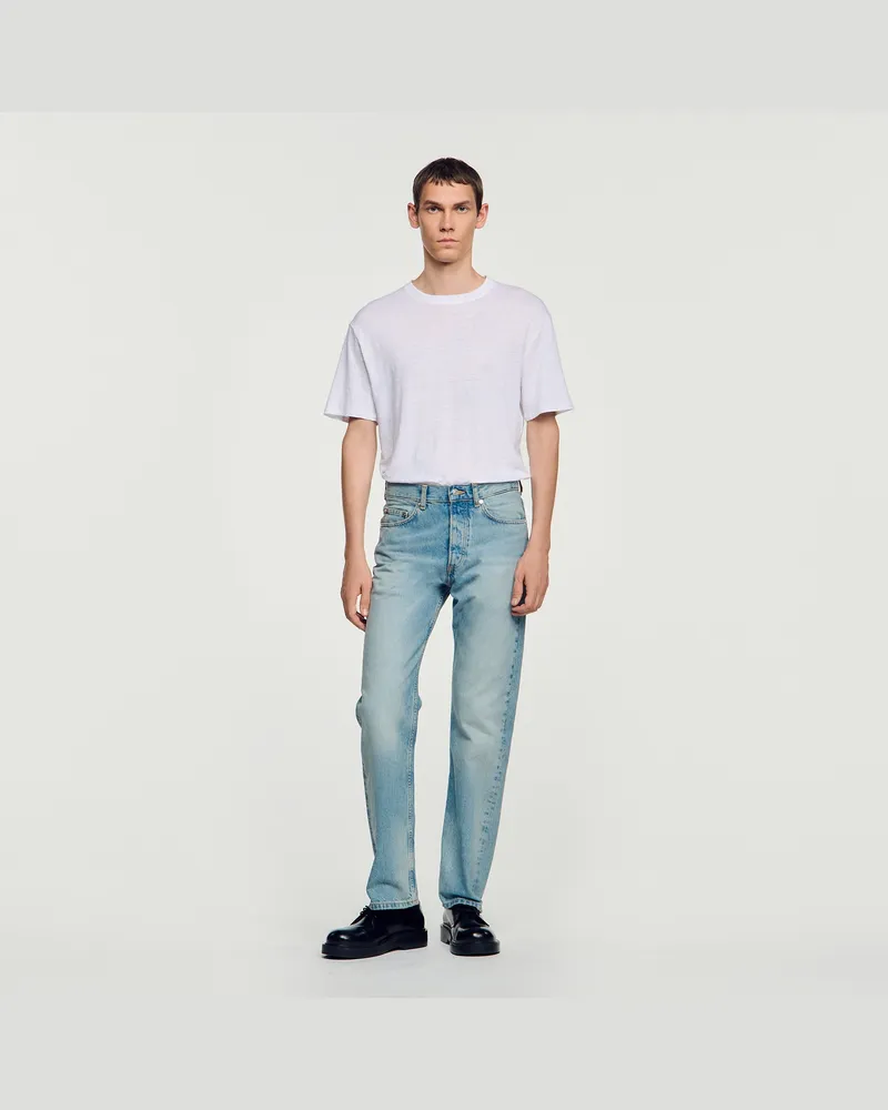Sandro T-Shirt aus zertifiziertem Leinen Weiß