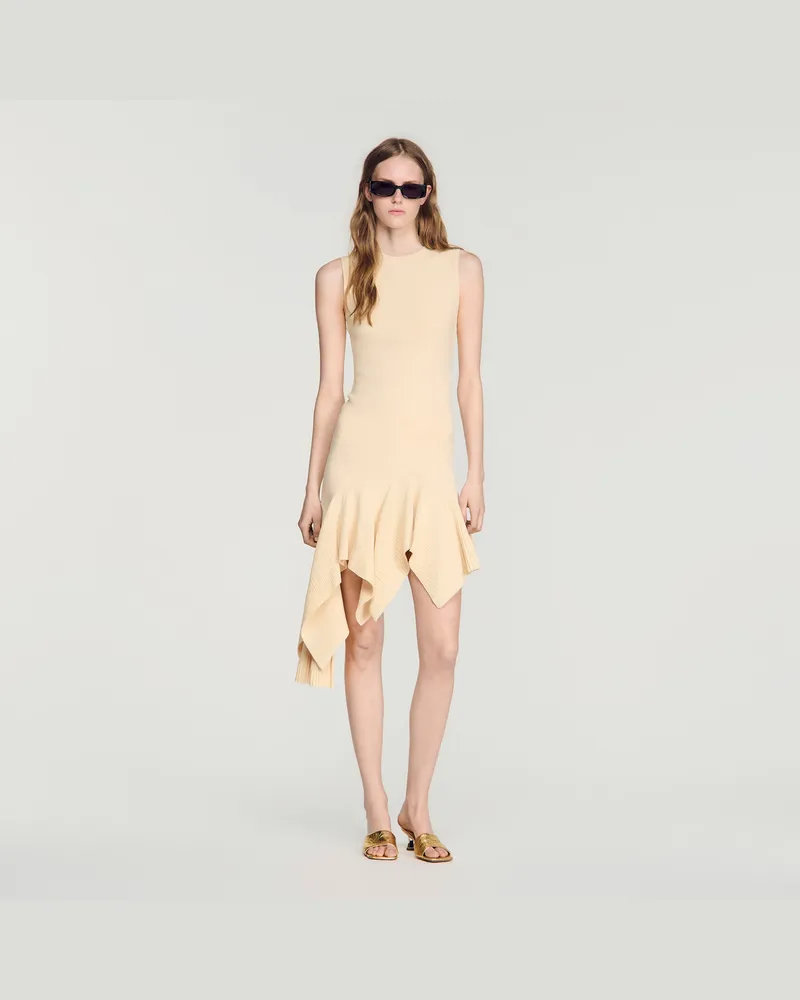 Sandro Asymmetrisches Strickkleid Vanille