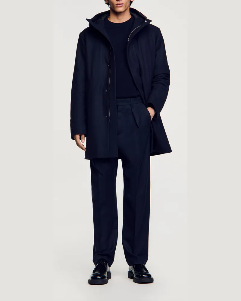 Sandro Parka aus Wolle mit Kapuze Marine