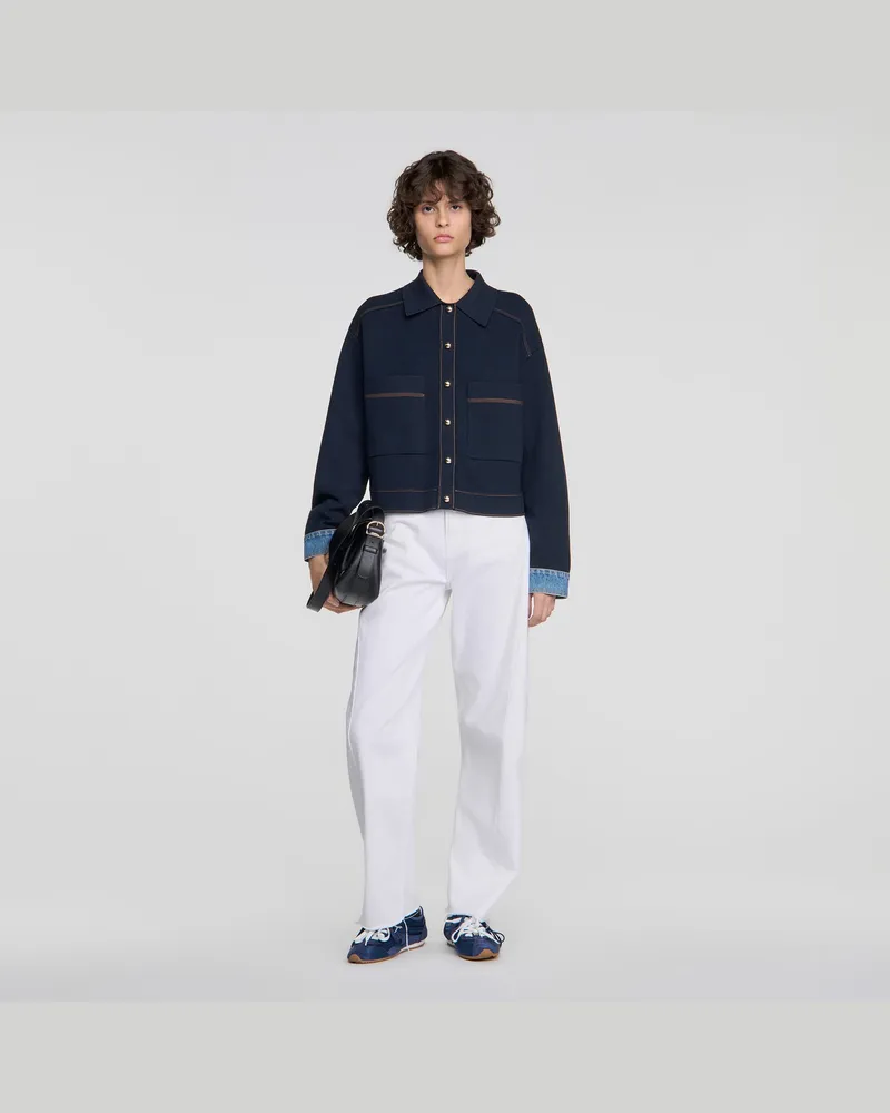 Sandro Cardigan in Jackenoptik Marine