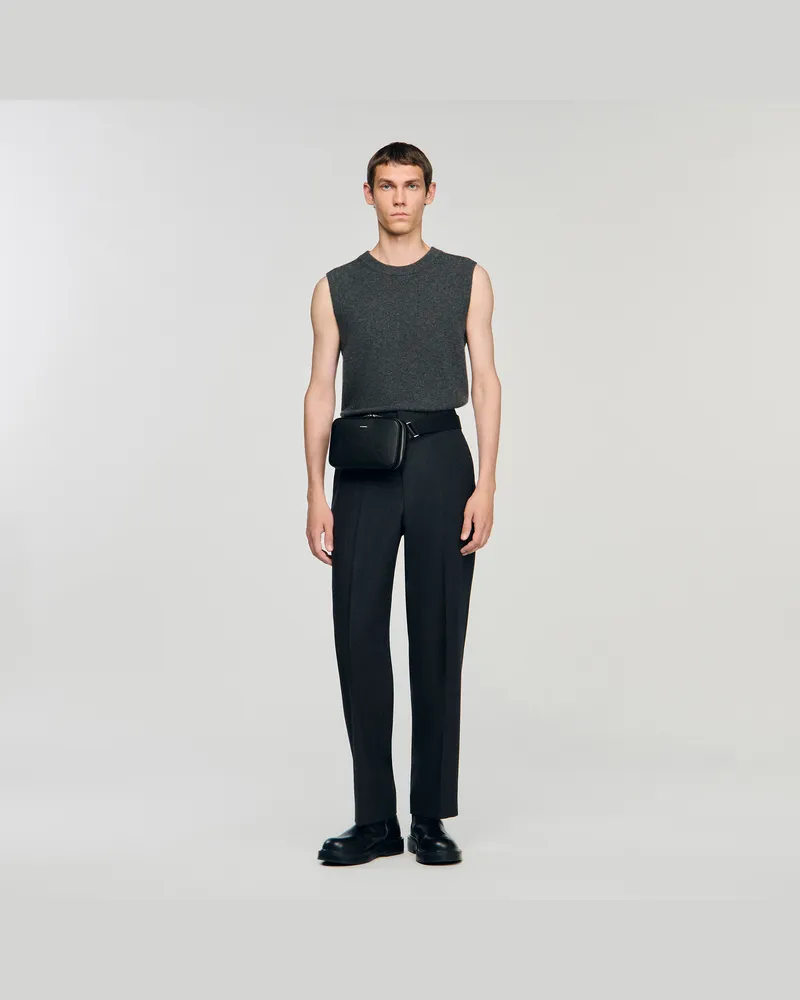 Sandro Kleine Tasche aus rekonstituiertes Leder Schwarz