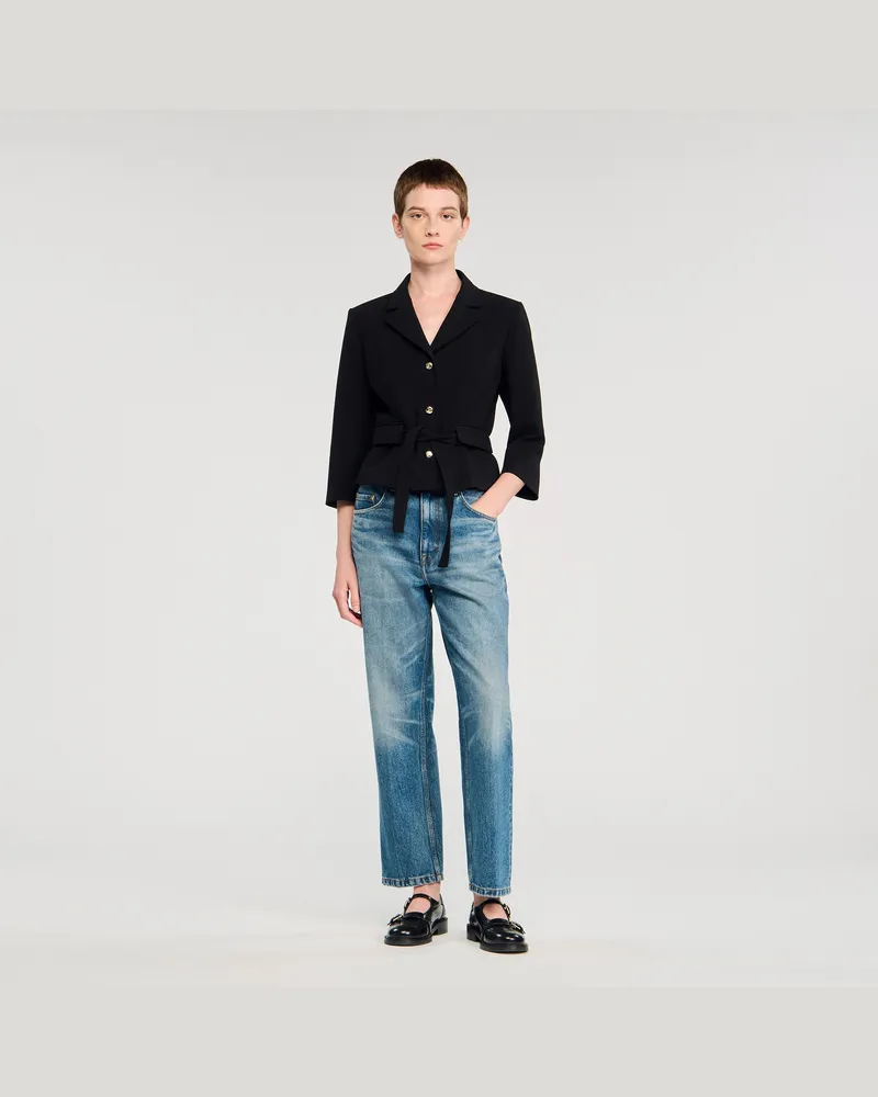 Sandro Kurzer taillierter Blazer Schwarz