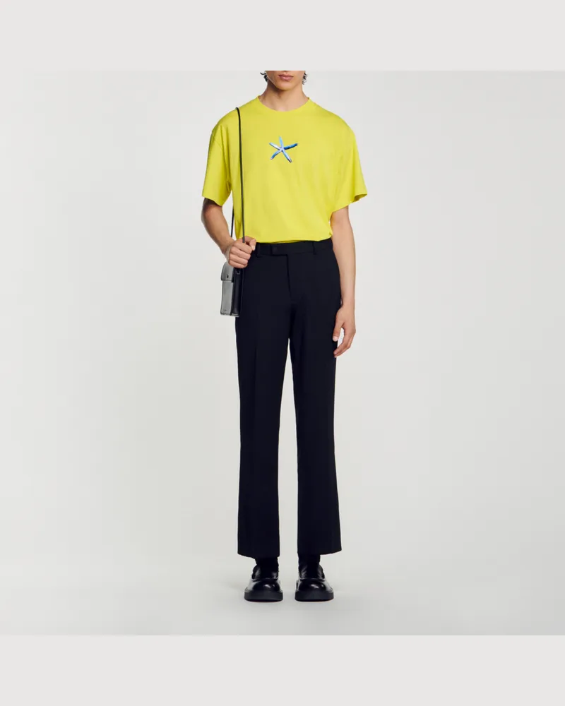 Sandro T-Shirt mit Seesternen Grün