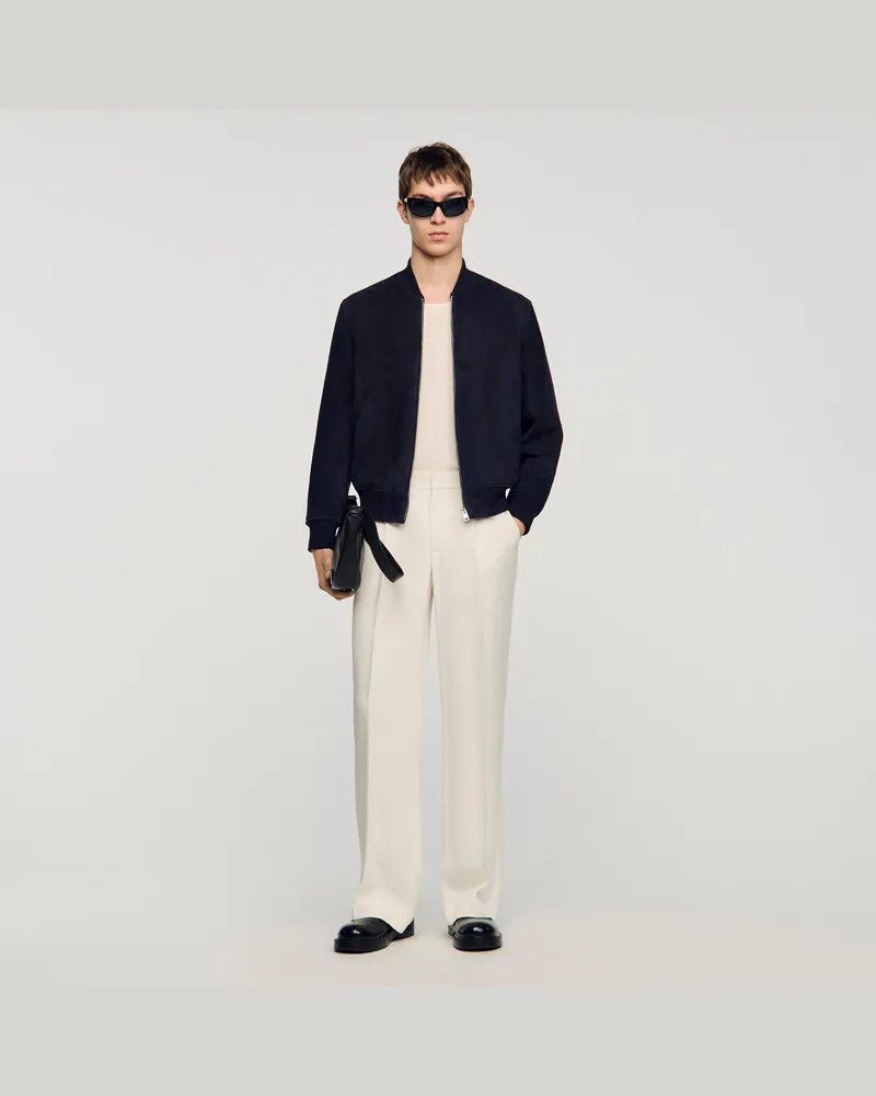 Sandro Wildlederblouson mit Reißverschluss Marine